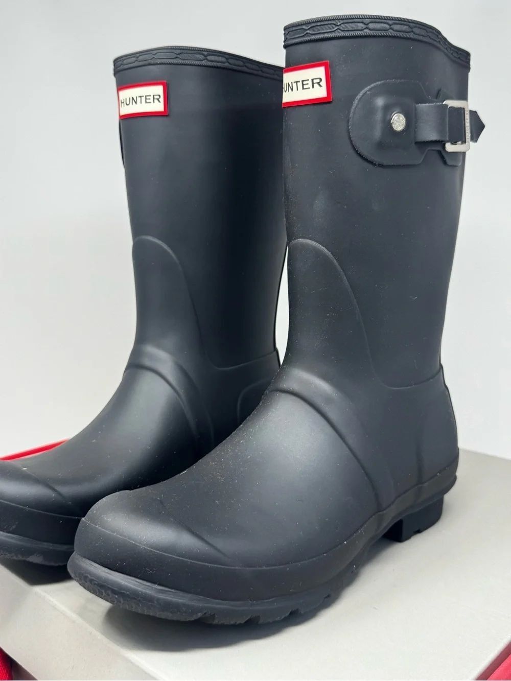 HUNTER | NEW Original Short Black Mid-Calf Waterproof Rain Boots Women’s Size 8 - Picture 5 of 13